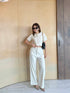 Women Crop Blazer With Trousers Casual Co-Ord Sets
